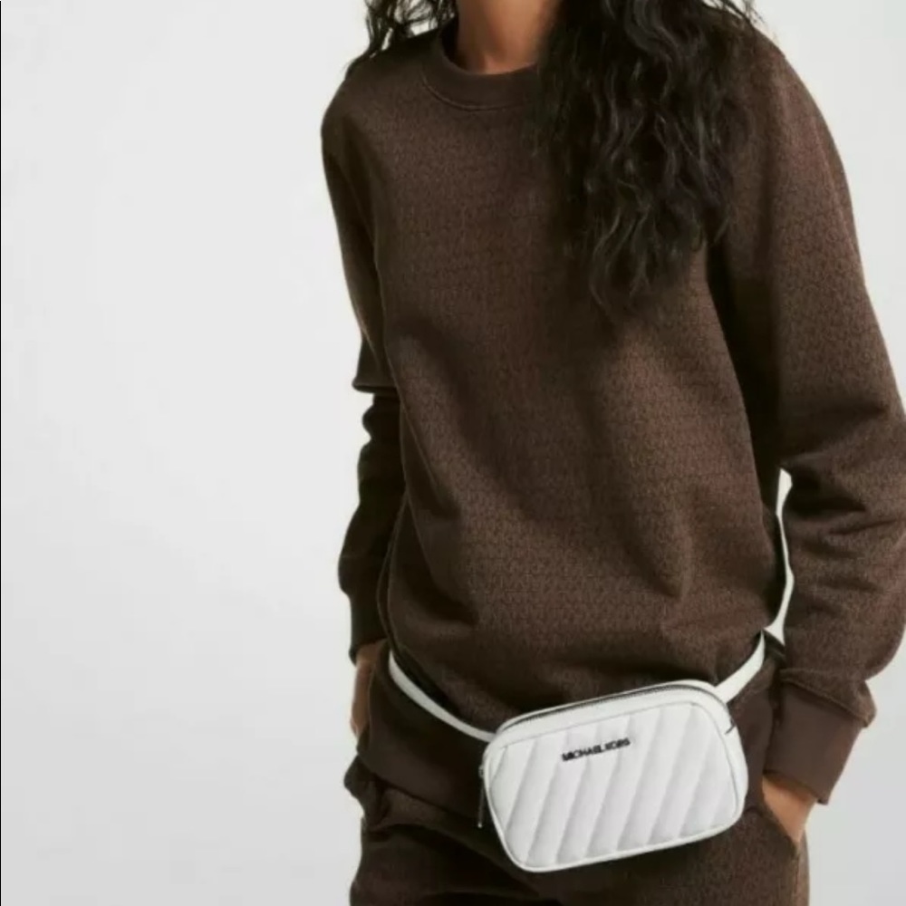 Michael Kors Quilted Convertible Belt Bag in Optic White